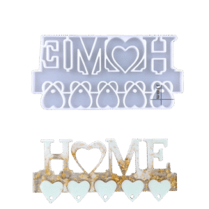 תבנית סיליקון למתלה מפתחות HOME עם לבבות